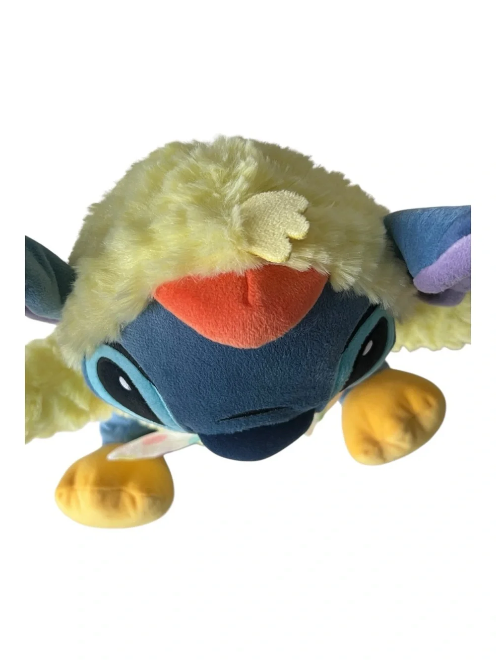 Disney Blue Stitch Plush in Yellow Chick Outfit with Purple Ears